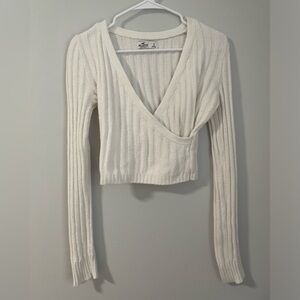 Hollister White Crossover Sweater